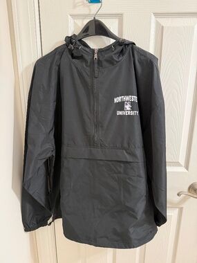 NWT Champion Northwestern Univ black windbreaker hoodi Sz XXL